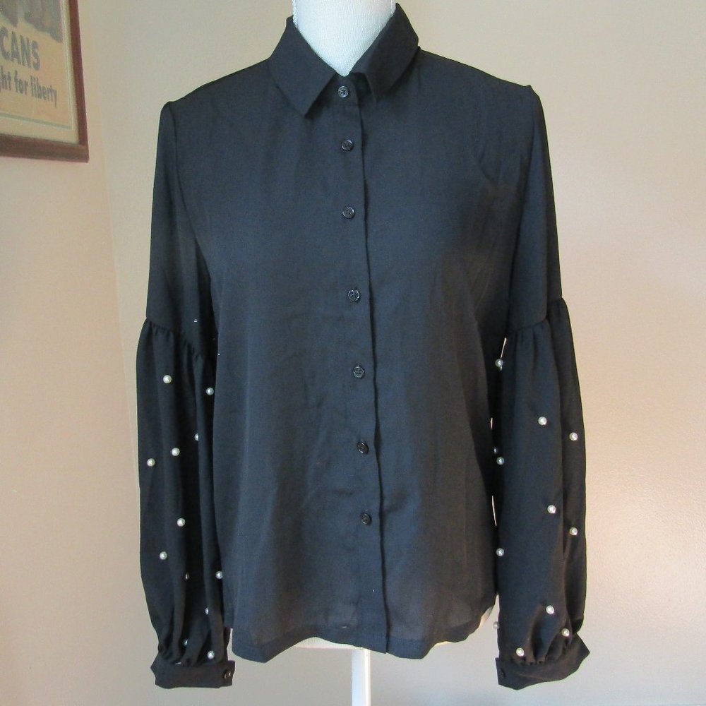 Free Generation Los Angeles Embellish Pearl Blouse